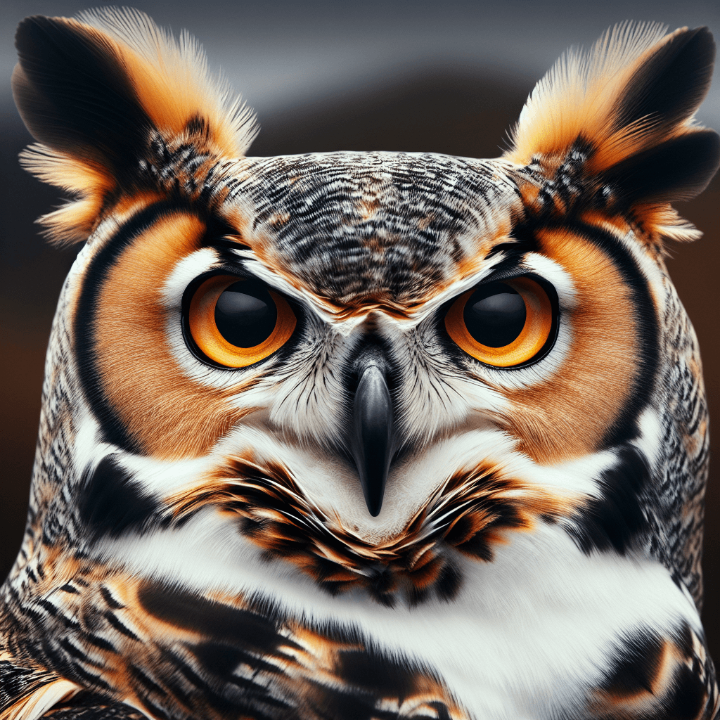 Great Horned Owl showing distinctive features