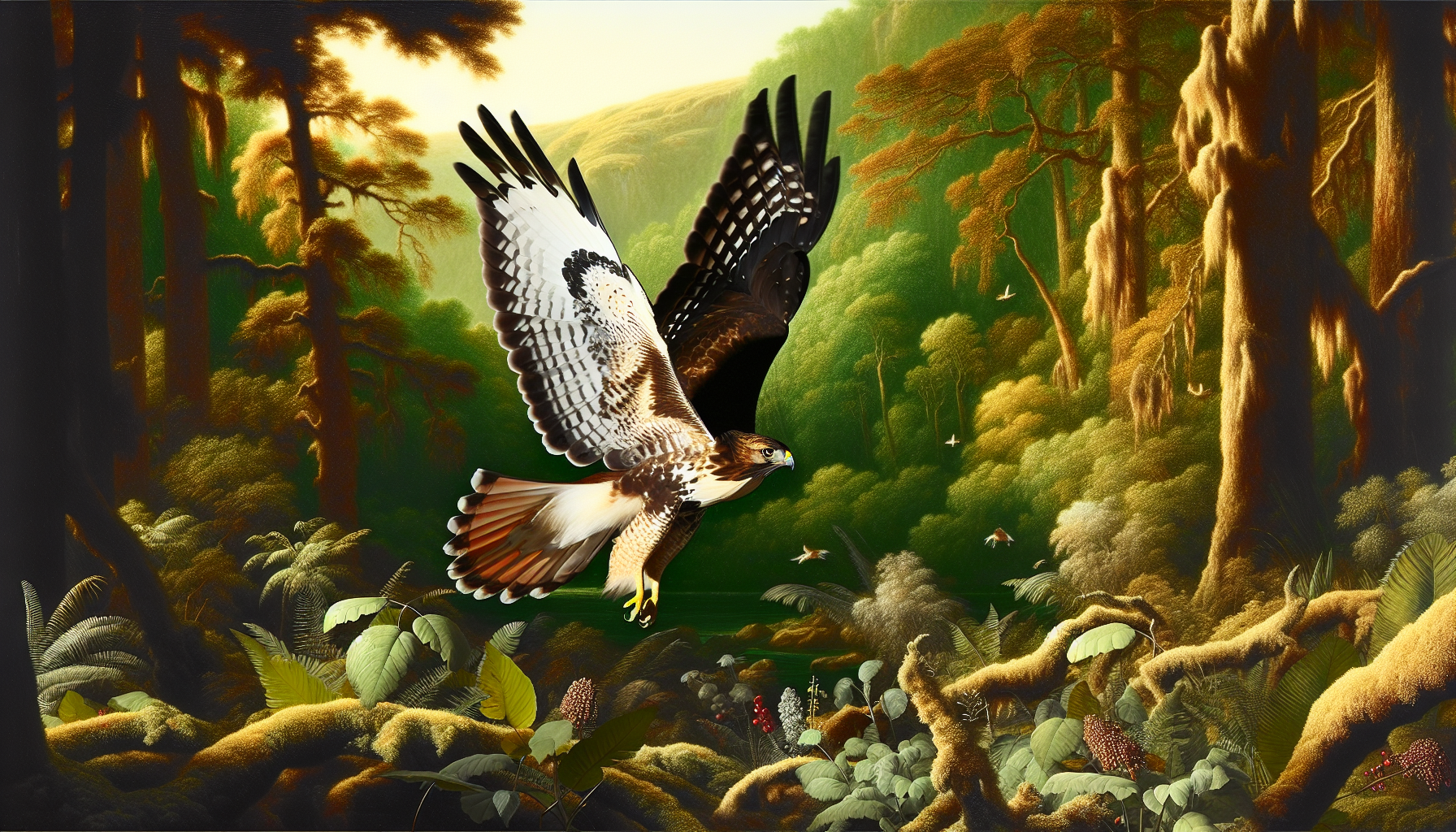hawk in natural habitat - AI generated illustration for article about Reading Raptor Behavior: A Field Guide to Flight, Perch, and Hunt