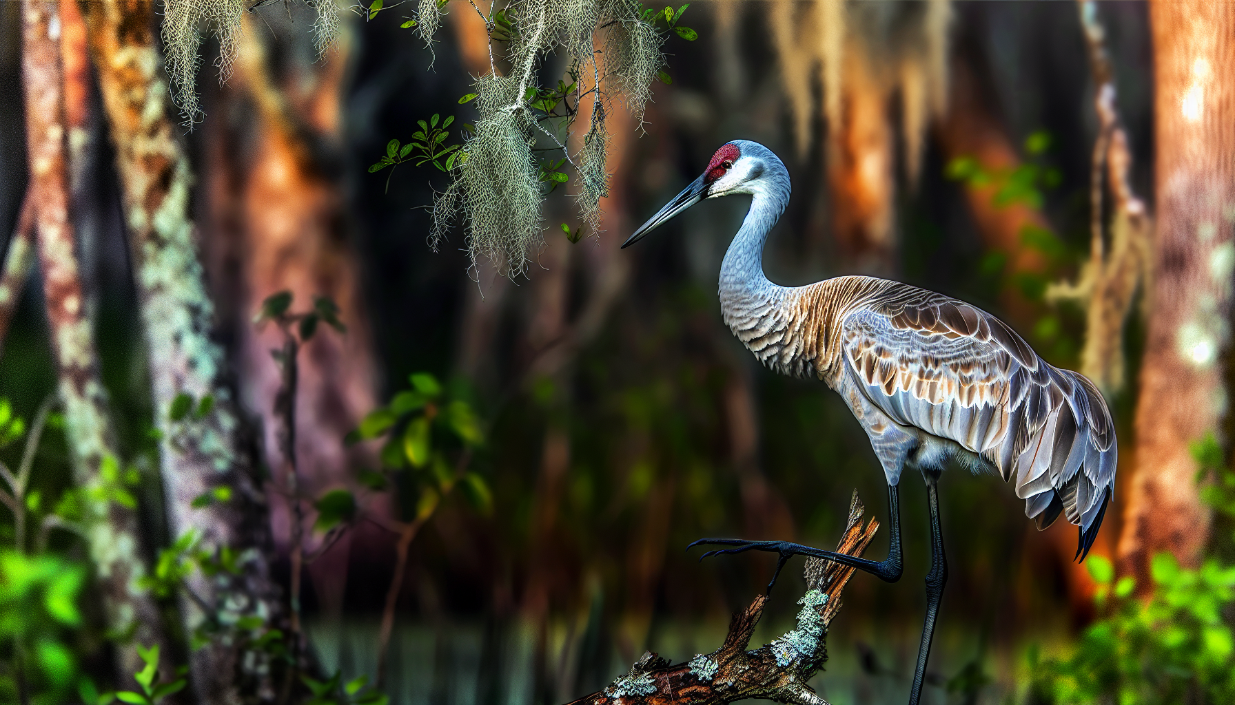 sandhill crane in natural habitat - AI generated illustration for article about Photographing Sandhill Cranes: A Complete Guide to Capturing These Ancient Giants